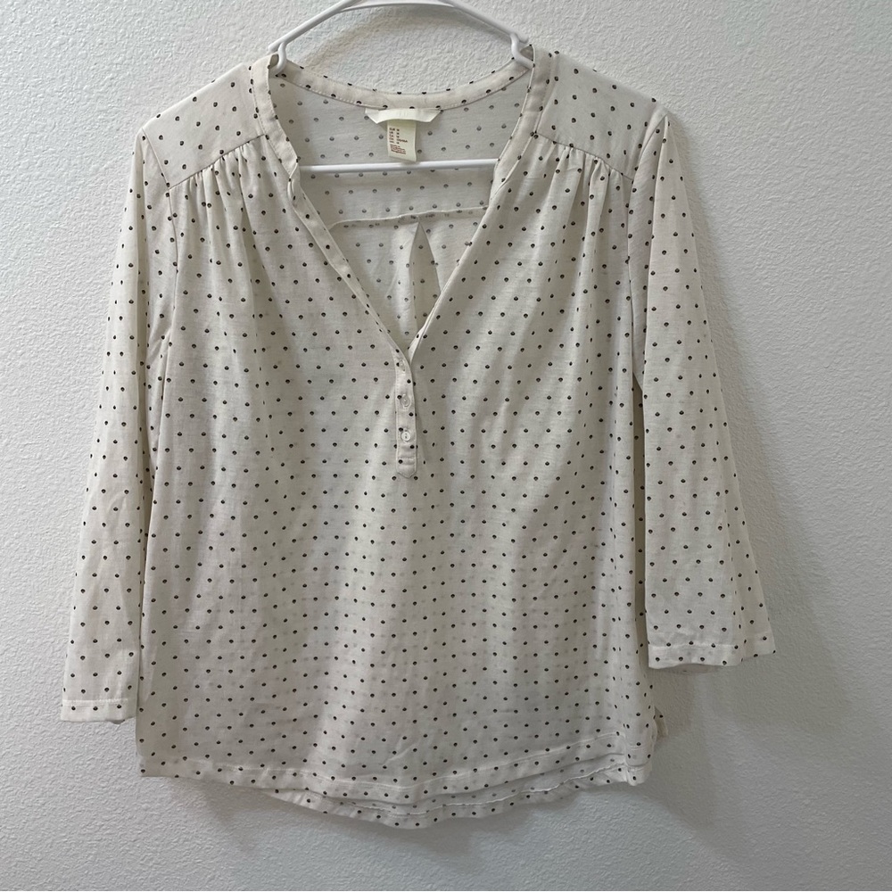 H&M polka dot blouse white medium